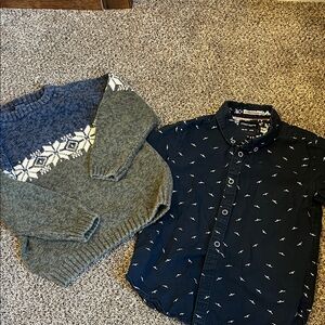 Boys vintage sweater size 6 and short sleeve bird button up size 5/6